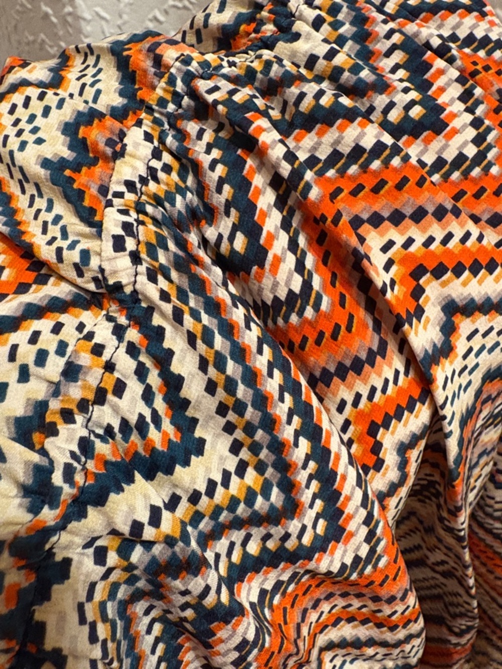 Parker Chevron V-Neck Mini Dress in Orange, Cream & Tan - Picture 7 of 7